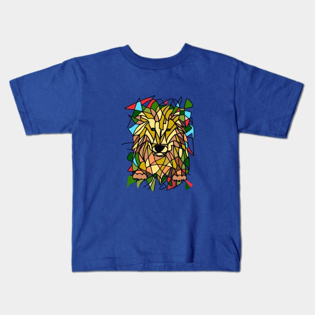 Stained glass lion Kids T-Shirt by artbyluko